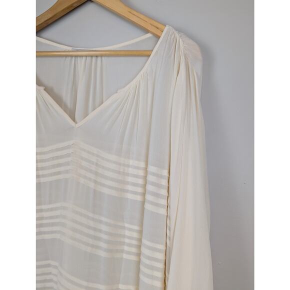 Mes Demoiselles Paris Silk Sheer Stripe Paneled Nightgown Douceur Ivory 42 - Picture 4 of 12